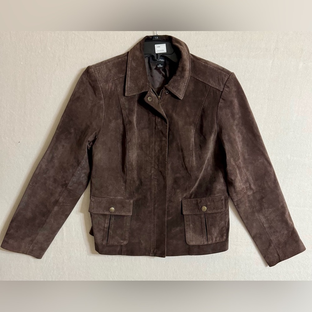 Alfani Dark Brown 100% leather lining Suede leather Utility Jacket